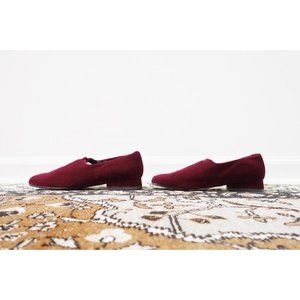 Vtg Robert Clergerie Red Velvet Glove Flats 6.5